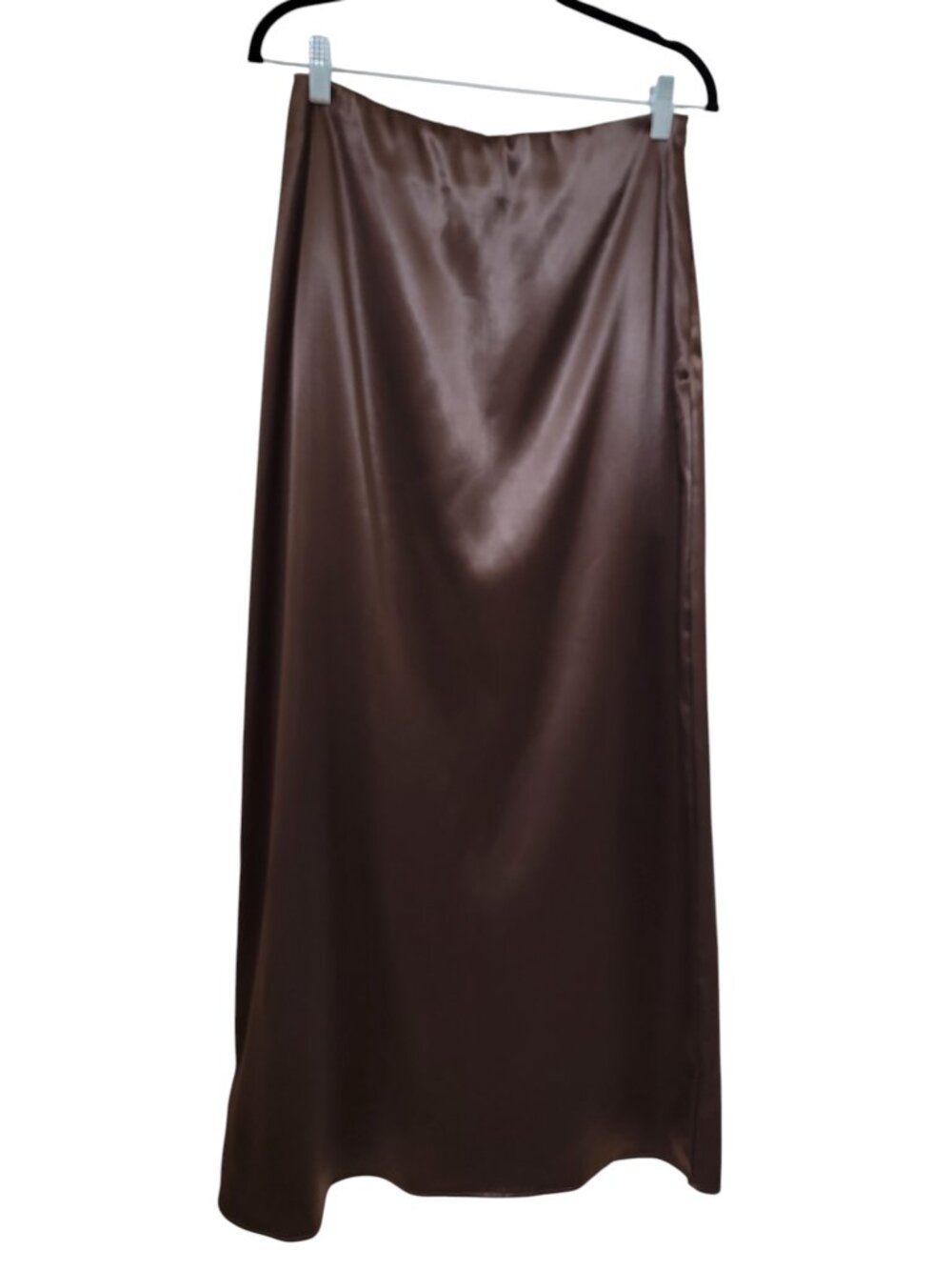Brown Satin Size M Maxi Length Slip Skirt, Gently Used Condition